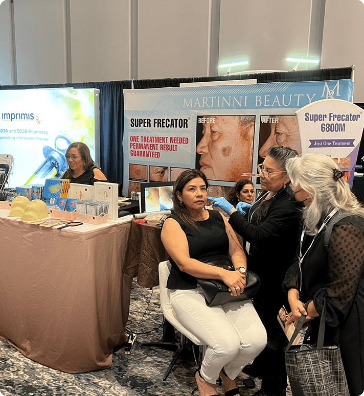 SuperFrecator demonstration at the Martinni Beauty tradeshow booth